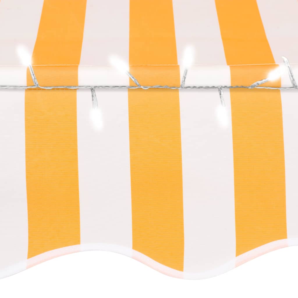 Einziehbare Markise Handbetrieben mit LED 400 cm Weiß Orange