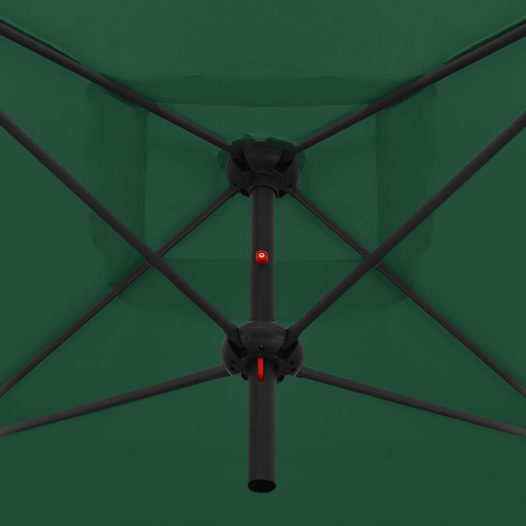 Doppelsonnenschirm mit Stahlmast 250×250 cm Grün