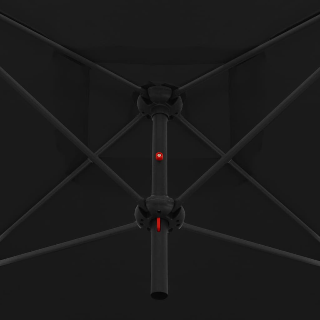 Doppelsonnenschirm mit Stahlmast 250×250 cm Schwarz