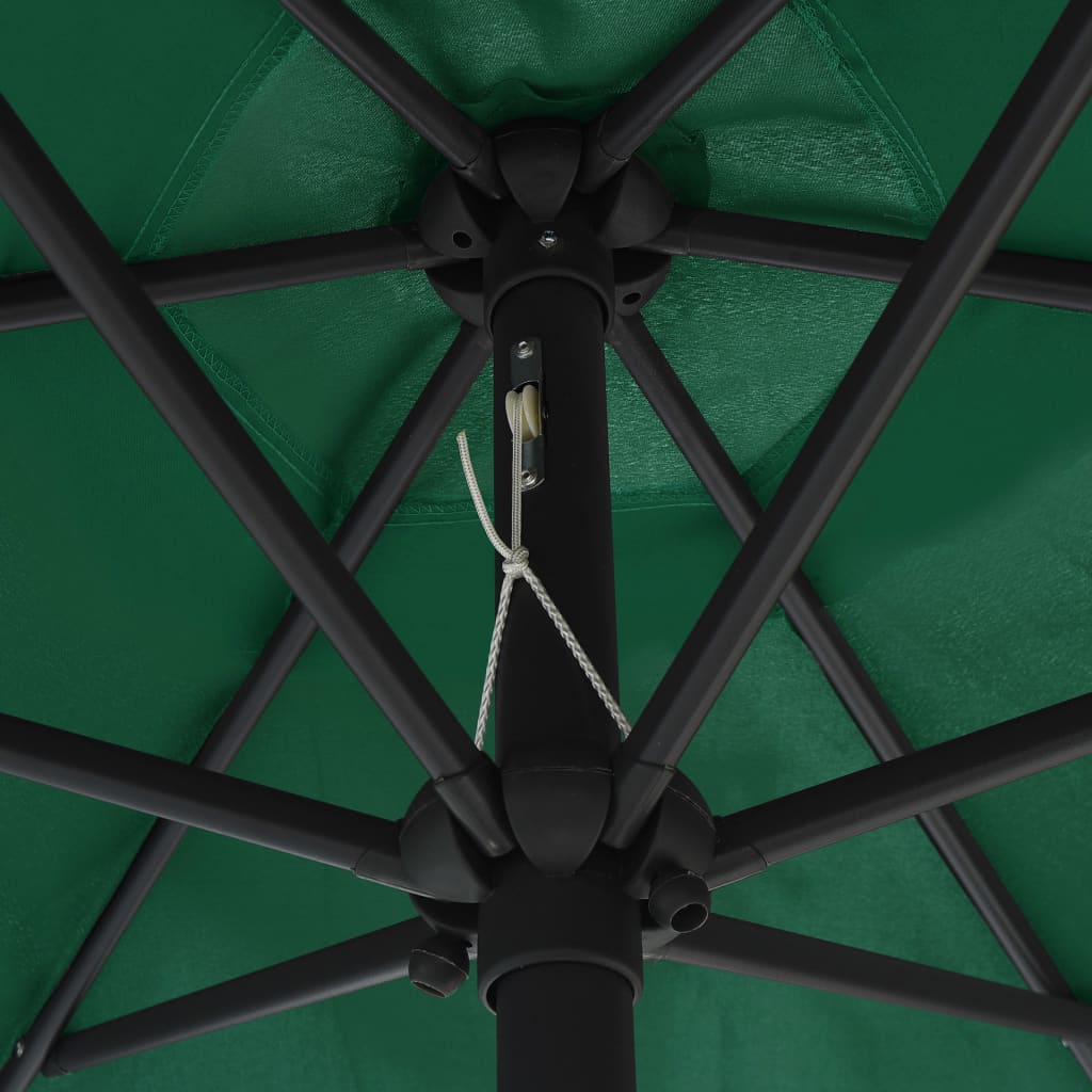 Sonnenschirm mit LED-Leuchten & Aluminium-Mast 270 cm Grün