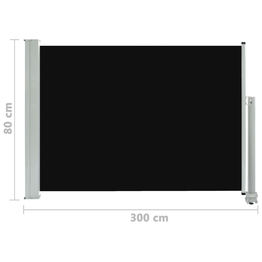 Ausziehbare Seitenmarkise 80×300 cm Schwarz
