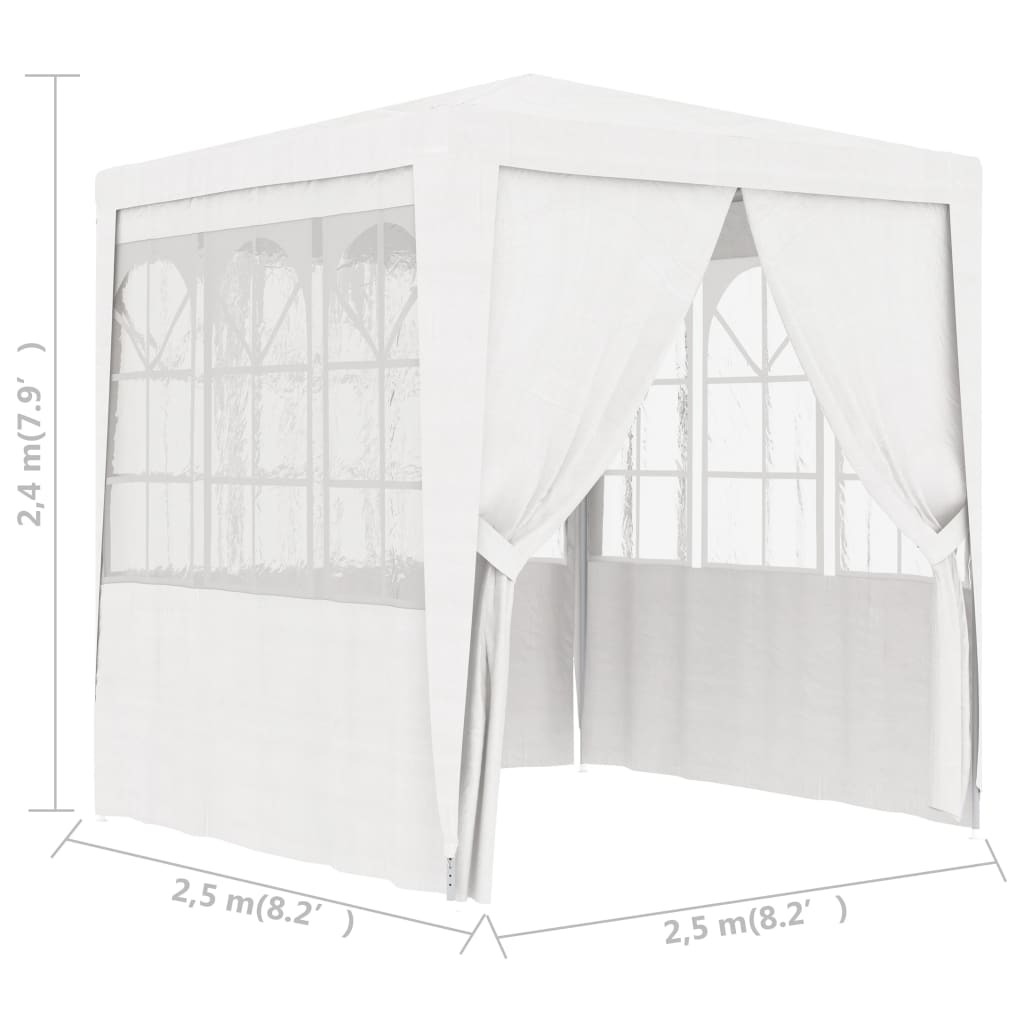 Profi-Partyzelt mit Seitenwänden 2,5x2,5 m Weiß 90 g/m²