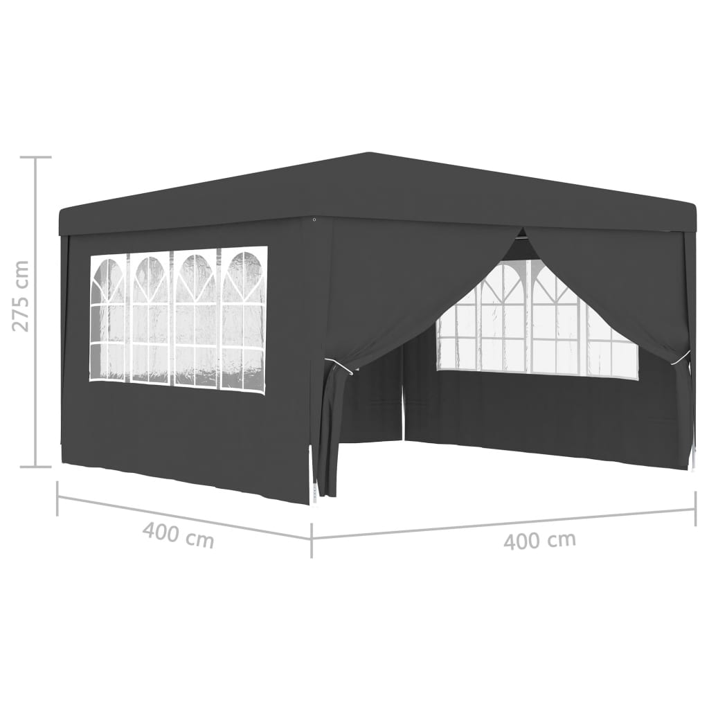 Profi-Partyzelt mit Seitenwänden 4×4 m Anthrazit 90 g/m²