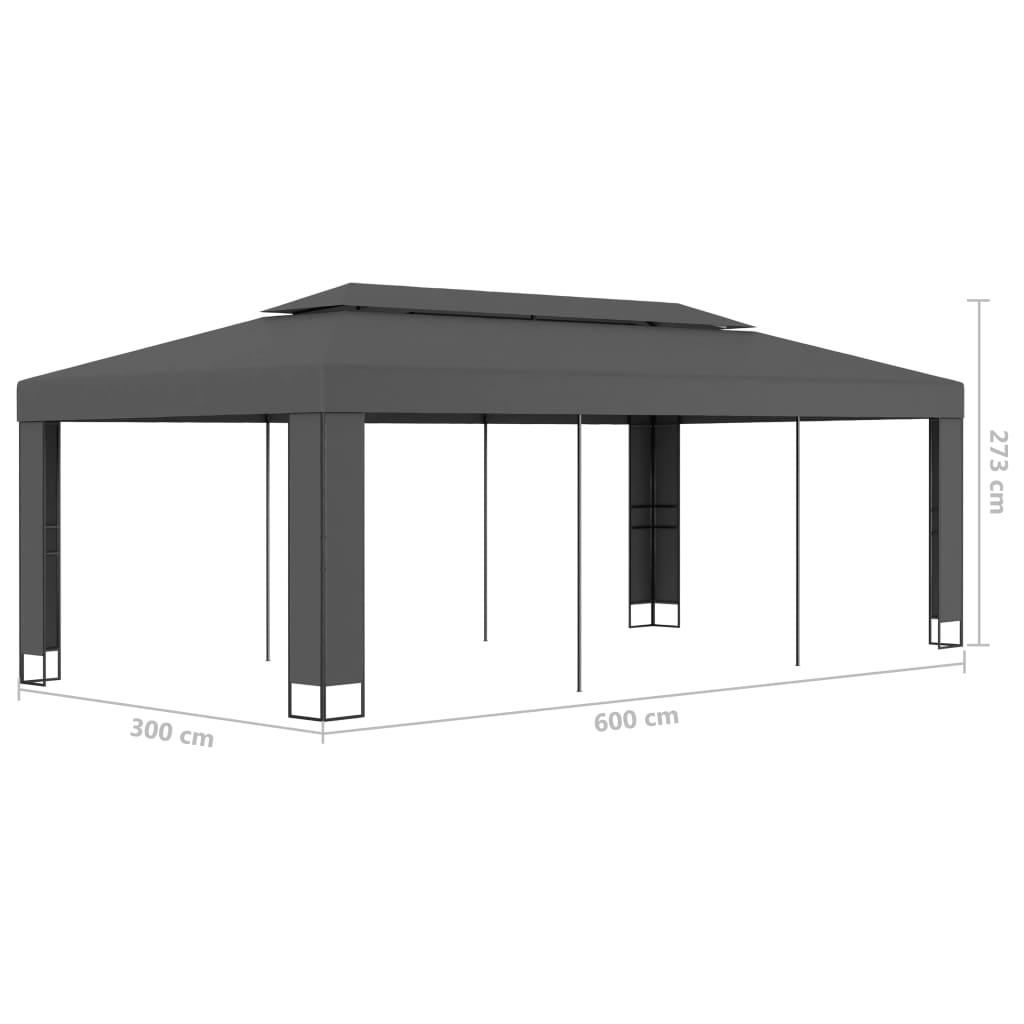 Pavillon mit Doppeldach 3 x 6 m Anthrazit