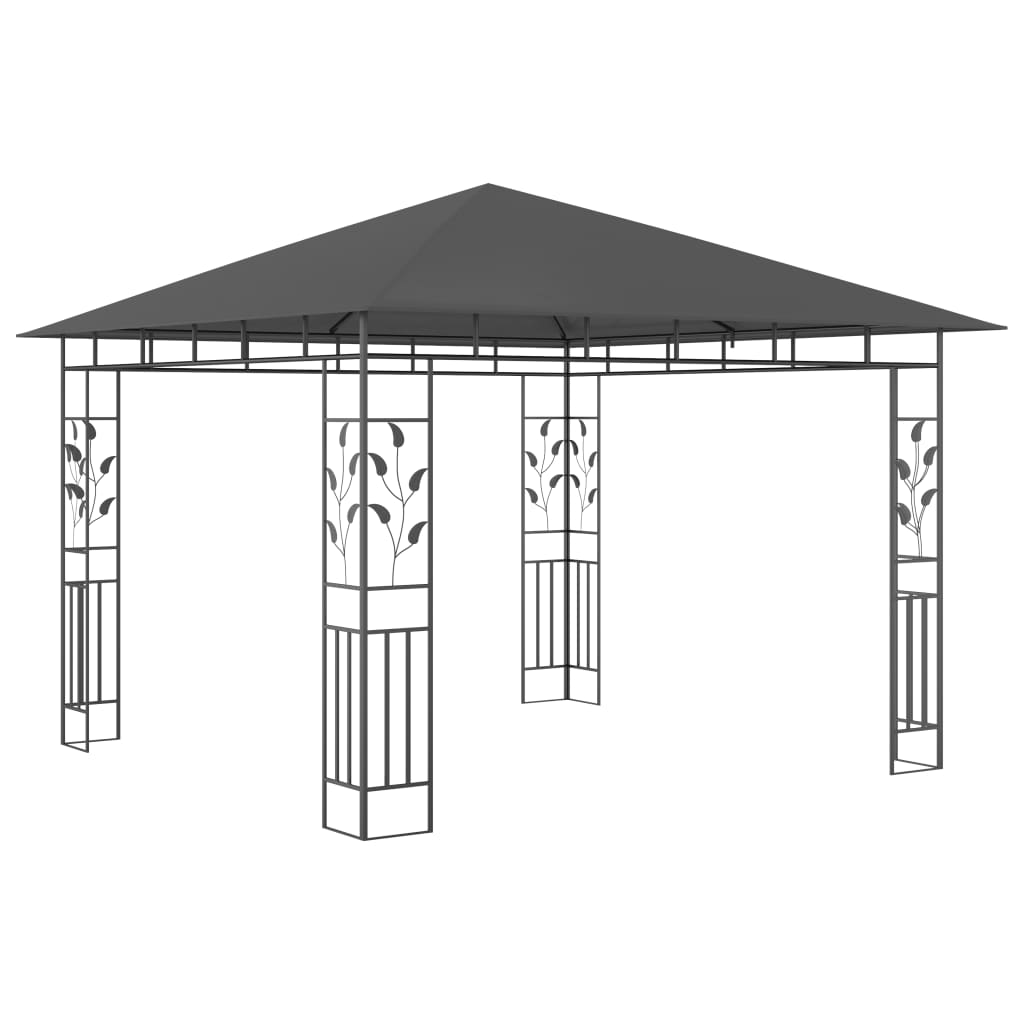 Pavillon mit Moskitonetz 3x3x2,73 m Anthrazit 180 g/m²