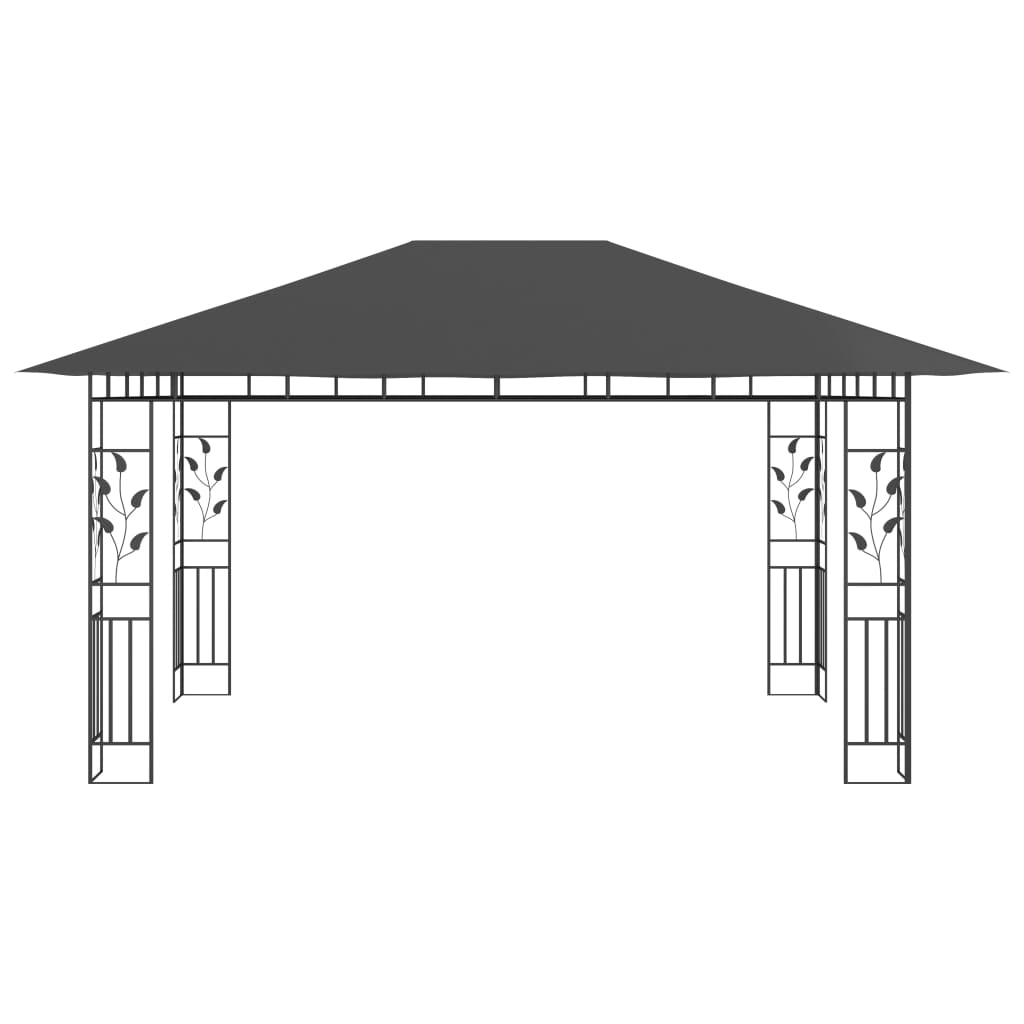 Pavillon mit Moskitonetz 4x3x2,73 m Anthrazit 180 g/m²