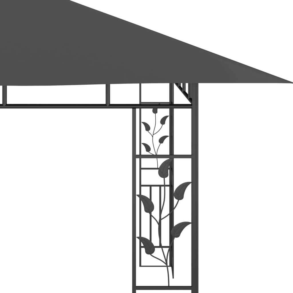 Pavillon mit Moskitonetz 4x3x2,73 m Anthrazit 180 g/m²