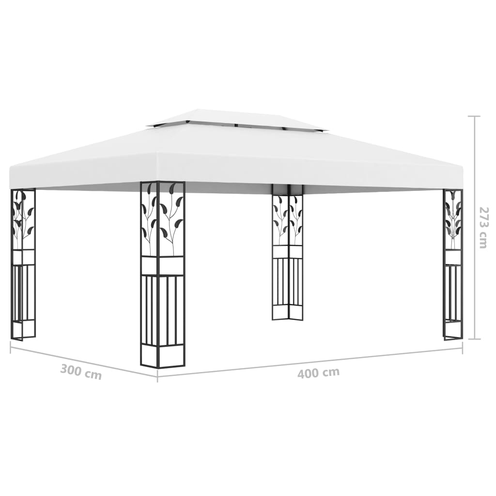 Pavillon mit Doppeldach 3x4 m Weiß