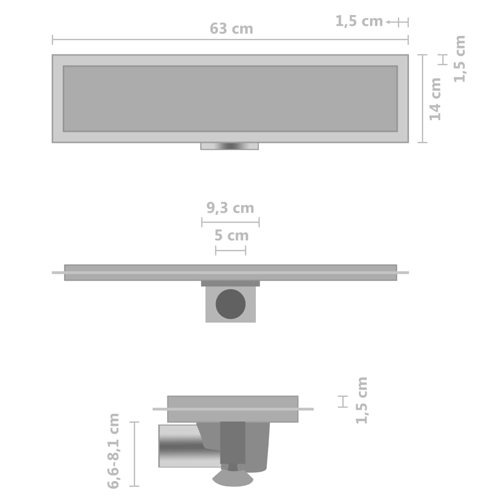 Duschablauf 2-in-1 Abdeckung 63×14 cm Edelstahl