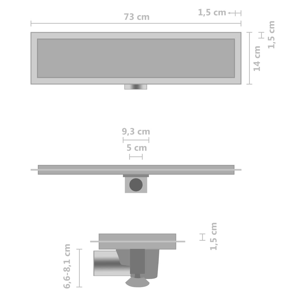 Duschablauf 2-in-1 Abdeckung 73×14 cm Edelstahl