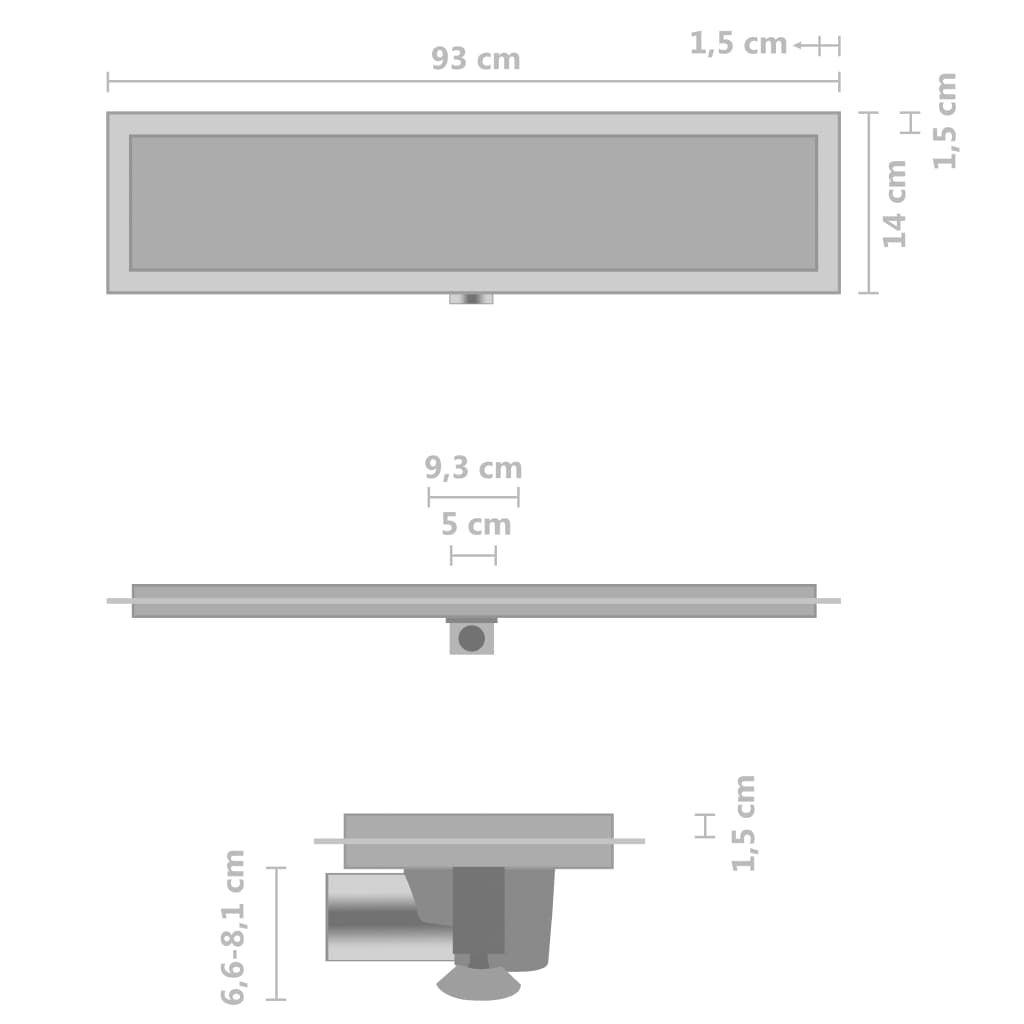 Duschablauf 2-in-1 Abdeckung 93×14 cm Edelstahl
