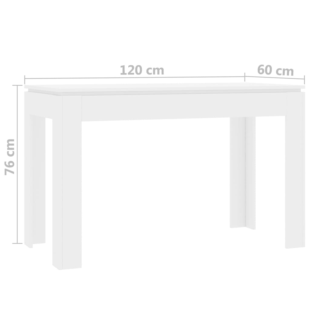 Esstisch Weiß 120x60x76 cm Holzwerkstoff