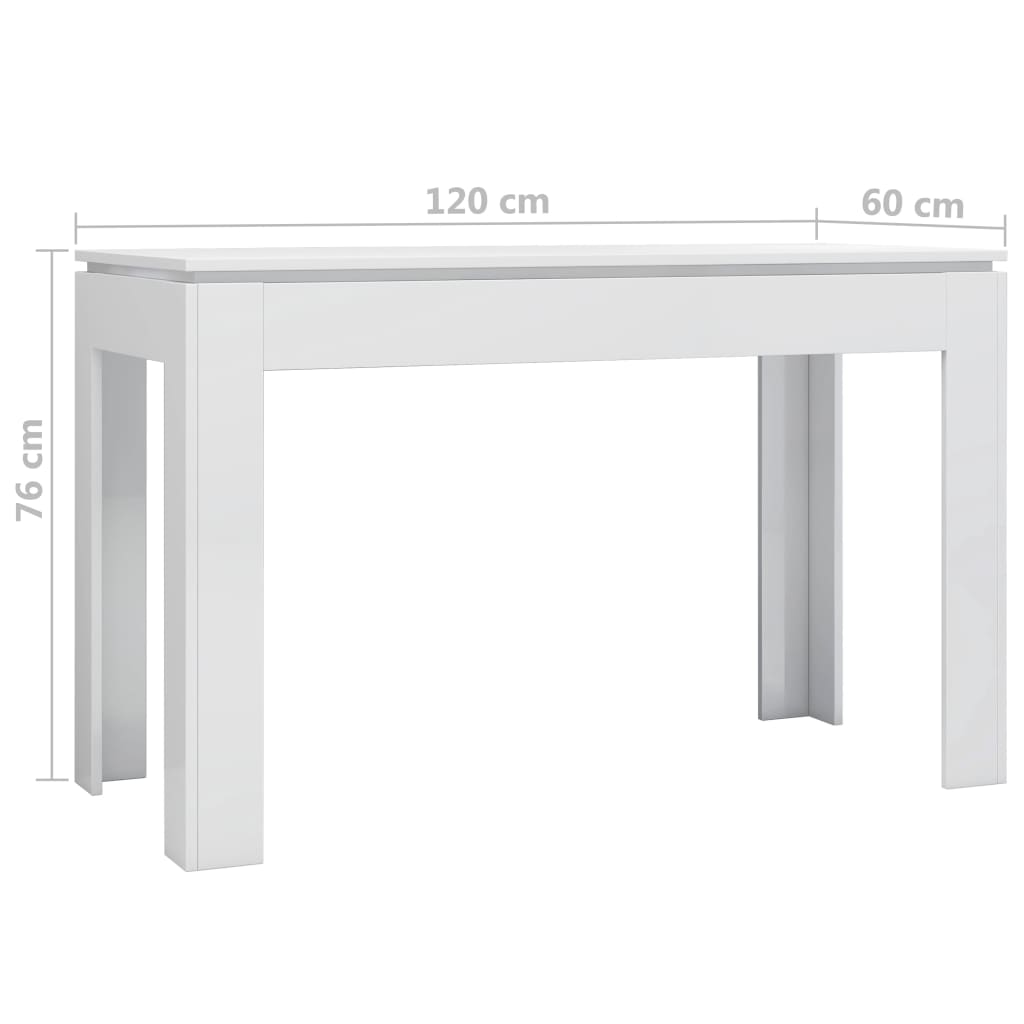 Esstisch Hochglanz-Weiß 120x60x76 cm Holzwerkstoff