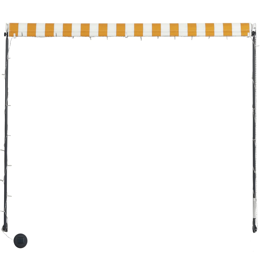 Einziehbare Markise mit LED 250×150 cm Gelb und Weiß