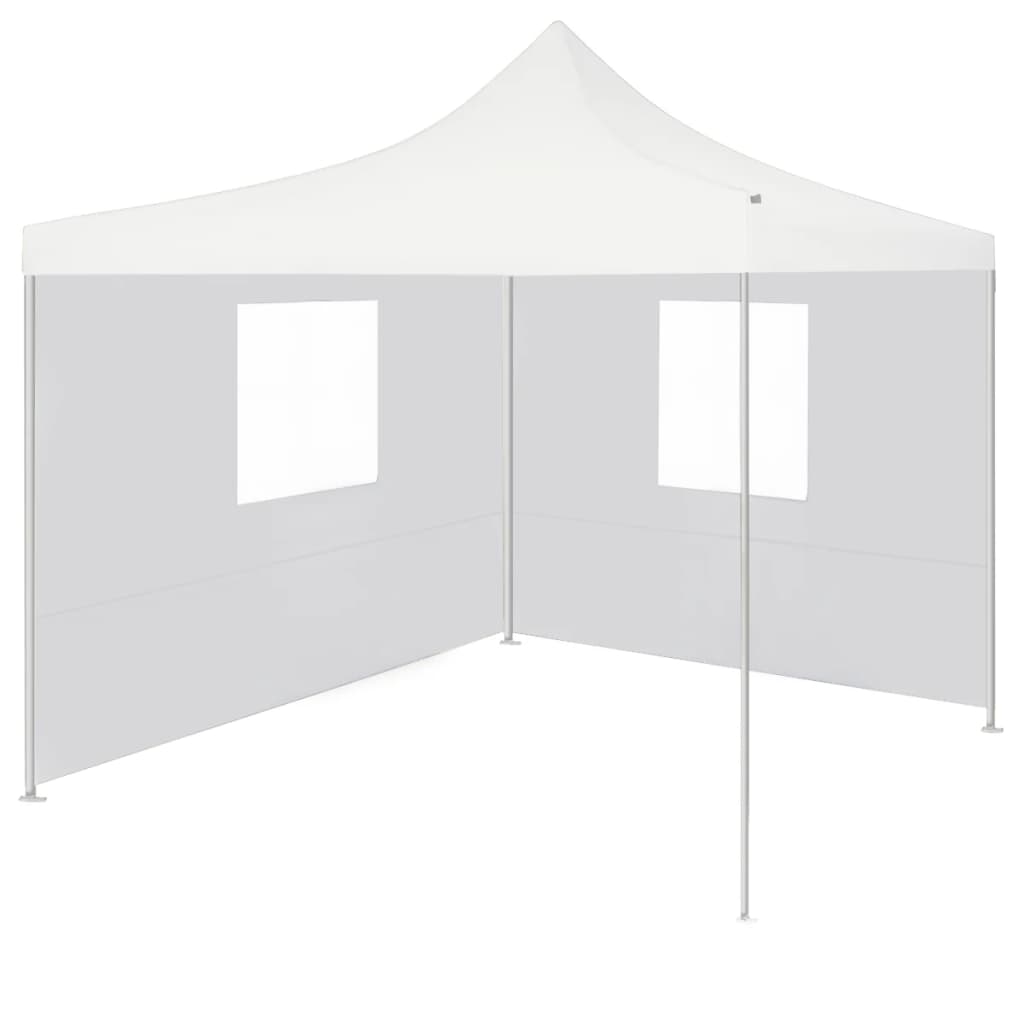 Profi-Partyzelt Faltbar mit 2 Seitenwänden 3×3m Stahl Weiß