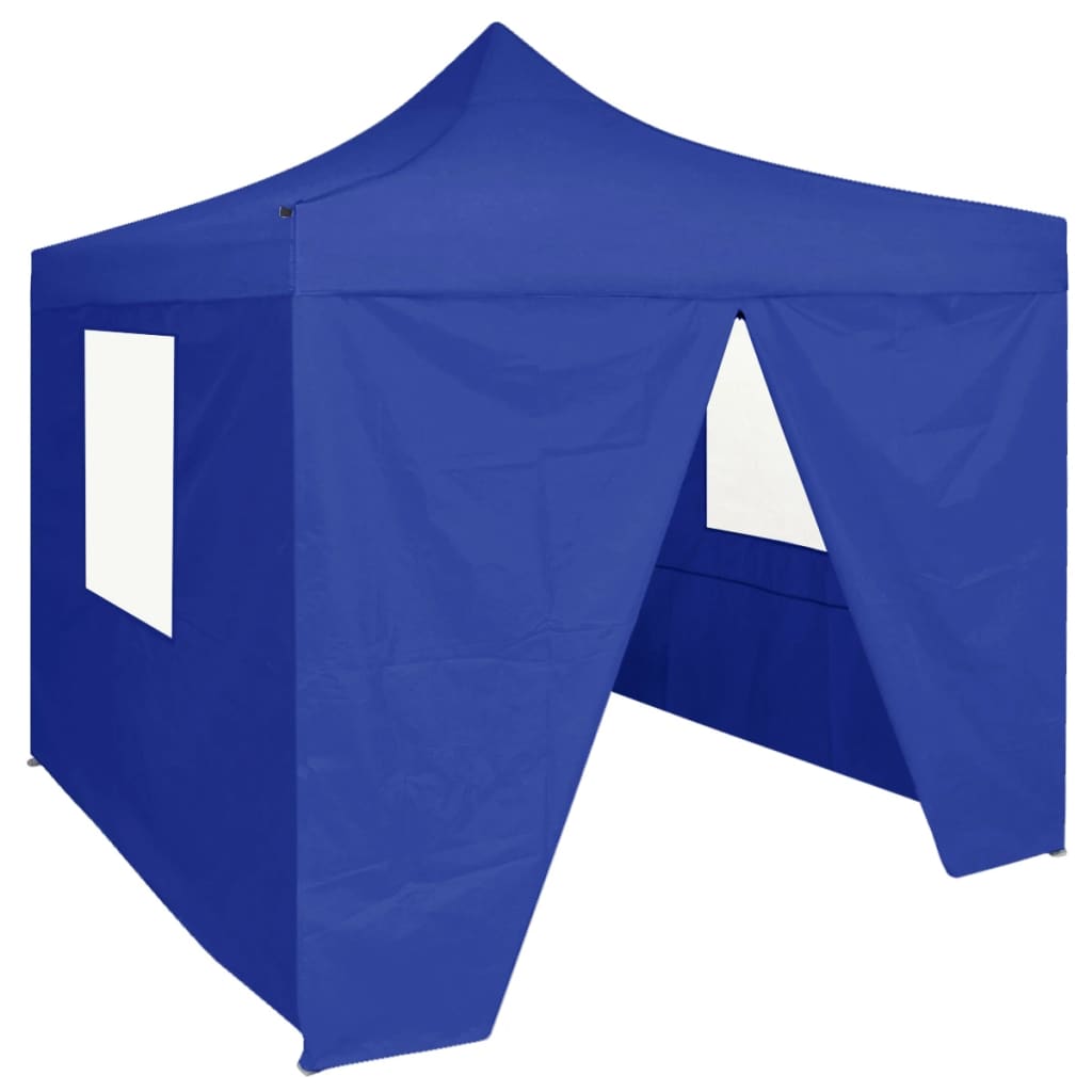 Profi-Partyzelt Faltbar mit 4 Seitenwänden 2×2m Stahl Blau