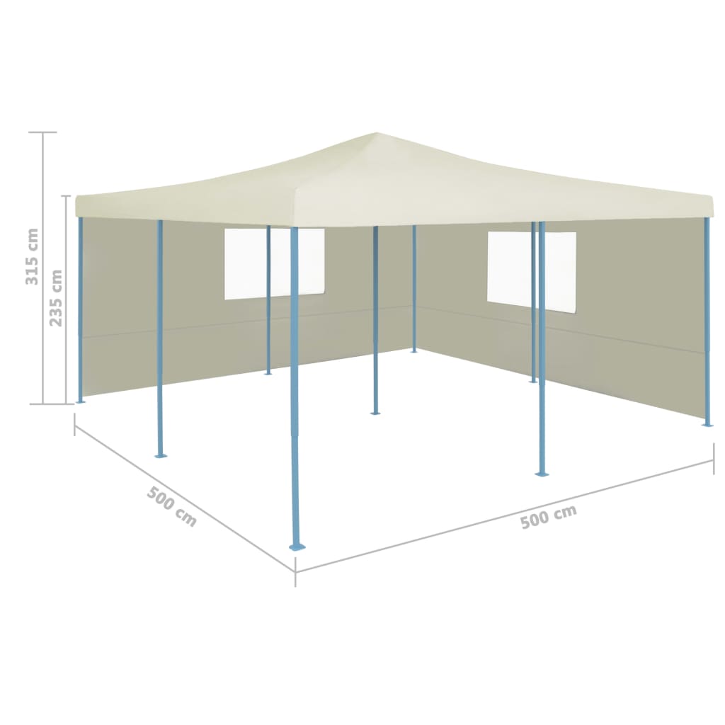 Faltpavillon mit 2 Seitenwänden 5x5 m Creme