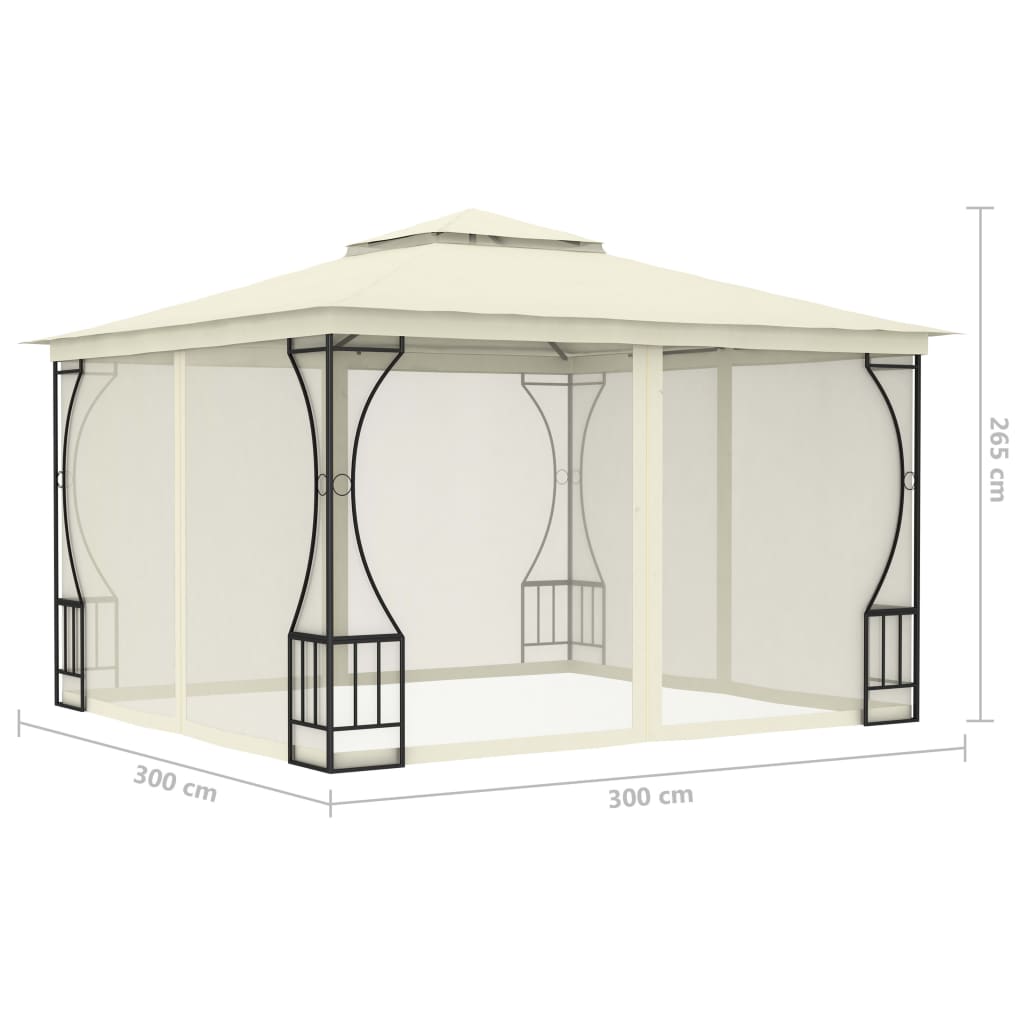 Pavillon mit Vorhängen 300x300x265 cm Creme