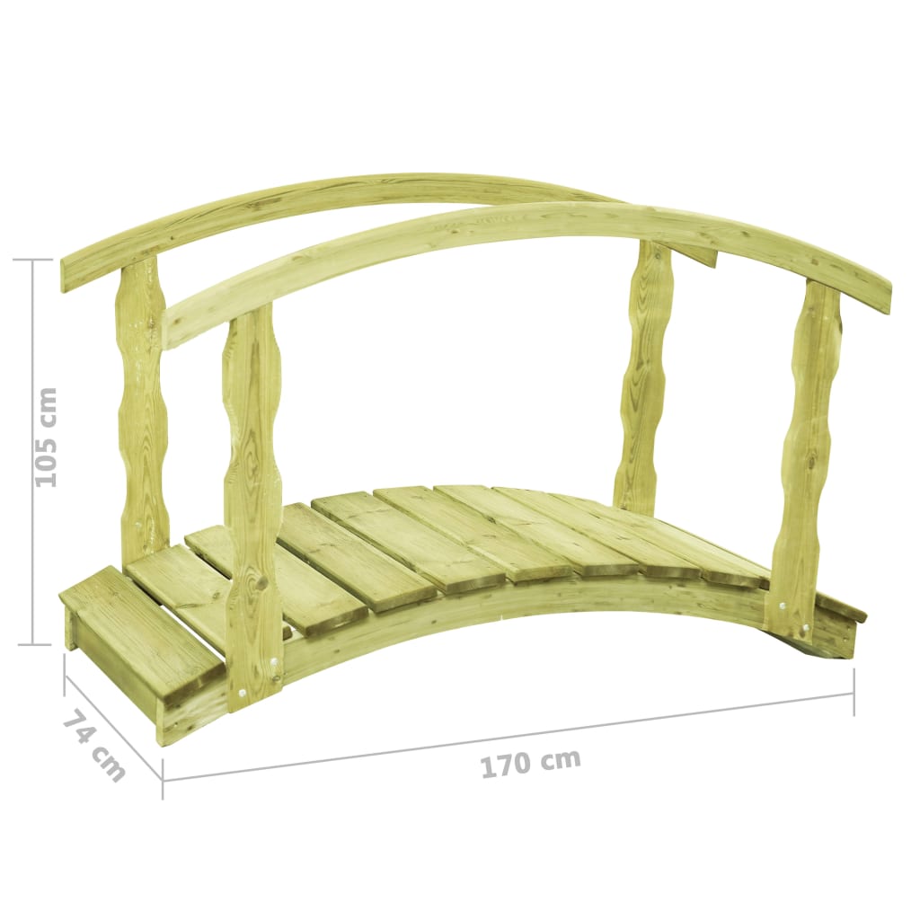 Gartenbrücke mit Geländer 170×74×105 cm Kiefernholz Imprägniert