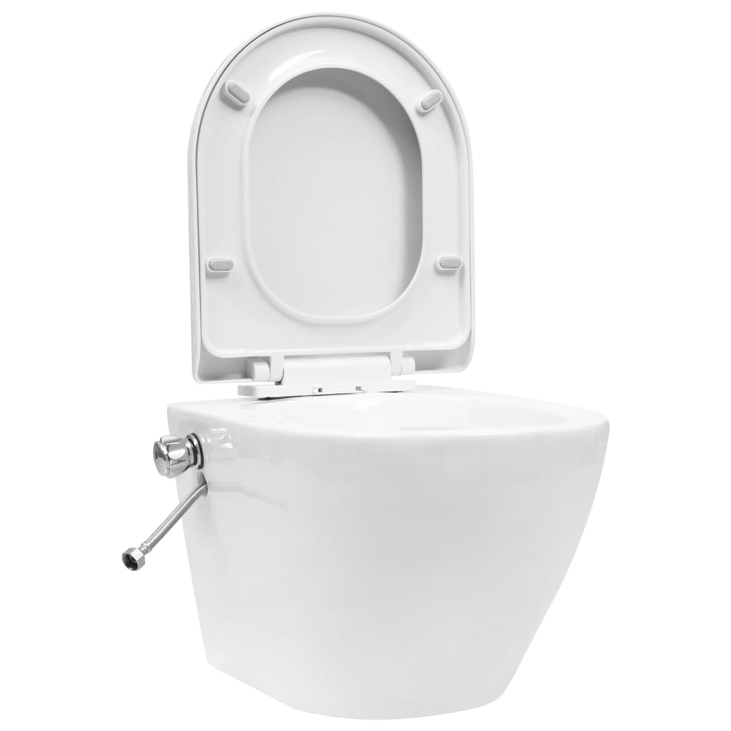 Wand-WC ohne Spülrand mit Bidet-Funktion Keramik Weiß