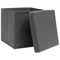 Thumbnail for Aufbewahrungsboxen mit Deckeln 10 Stk. Grau 32x32x32 cm Stoff