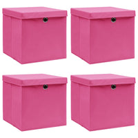 Thumbnail for Aufbewahrungsboxen mit Deckeln 4 Stk. Rosa 32x32x32 cm Stoff