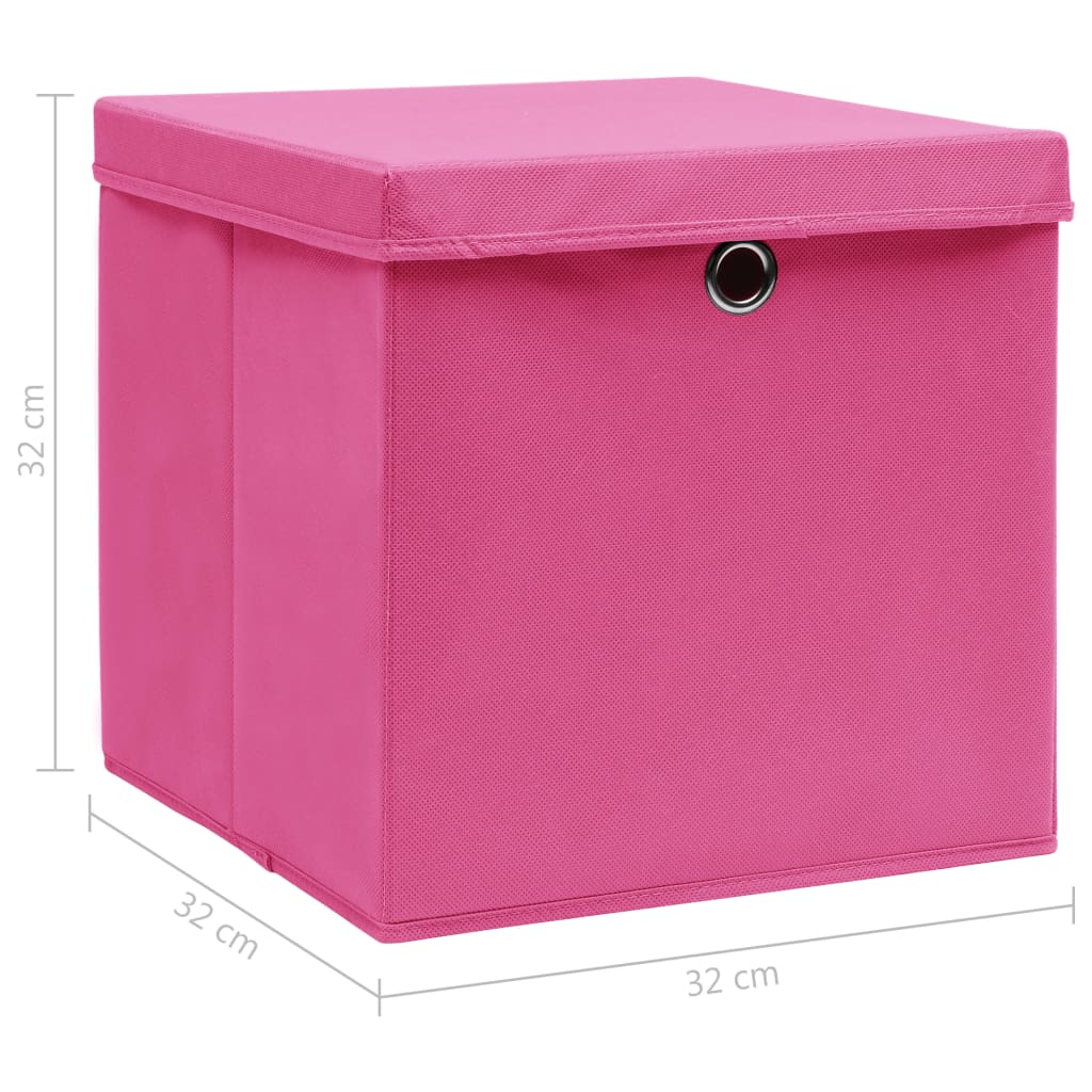 Aufbewahrungsboxen mit Deckeln 4 Stk. Rosa 32x32x32 cm Stoff