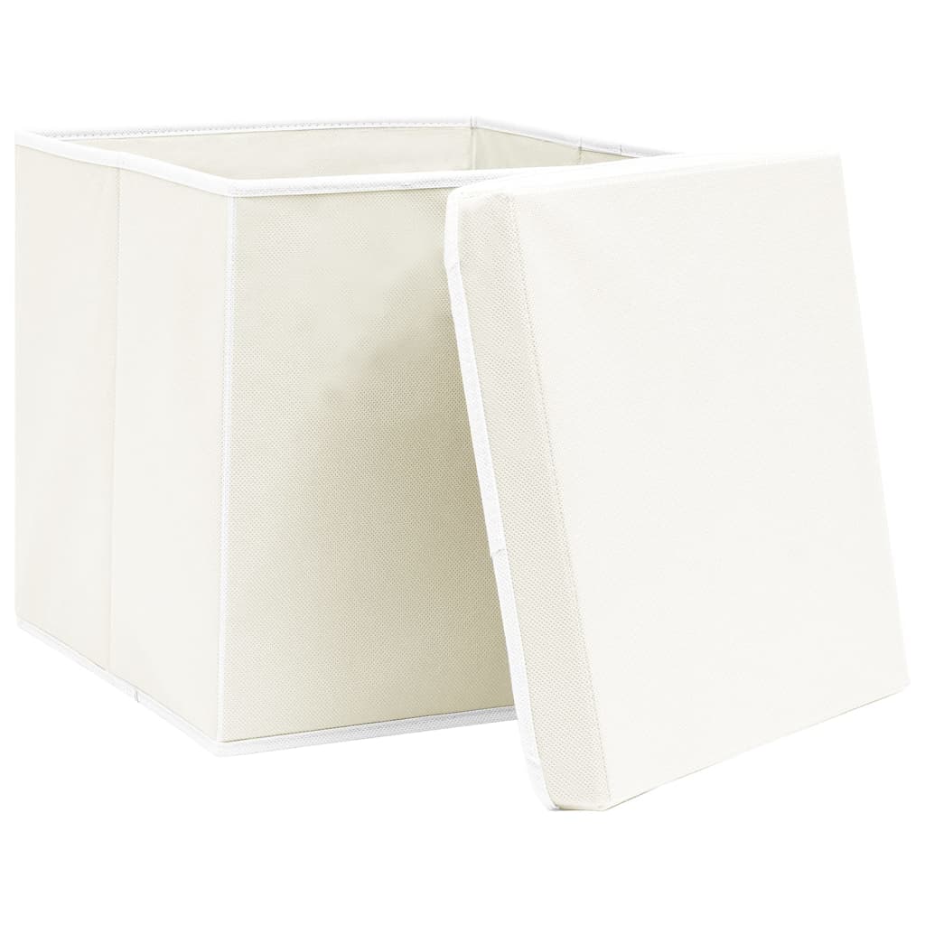 Aufbewahrungsboxen mit Deckeln 4 Stk. Weiß 32x32x32 cm Stoff