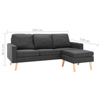 Thumbnail for 3-Sitzer-Sofa mit Hocker Dunkelgrau Stoff