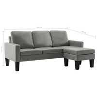 Thumbnail for 3-Sitzer-Sofa mit Hocker Grau Kunstleder