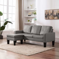 Thumbnail for 3-Sitzer-Sofa mit Hocker Grau Kunstleder