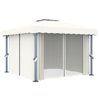 Thumbnail for Pavillon mit Vorhang 3x3 m Cremeweiß Aluminium