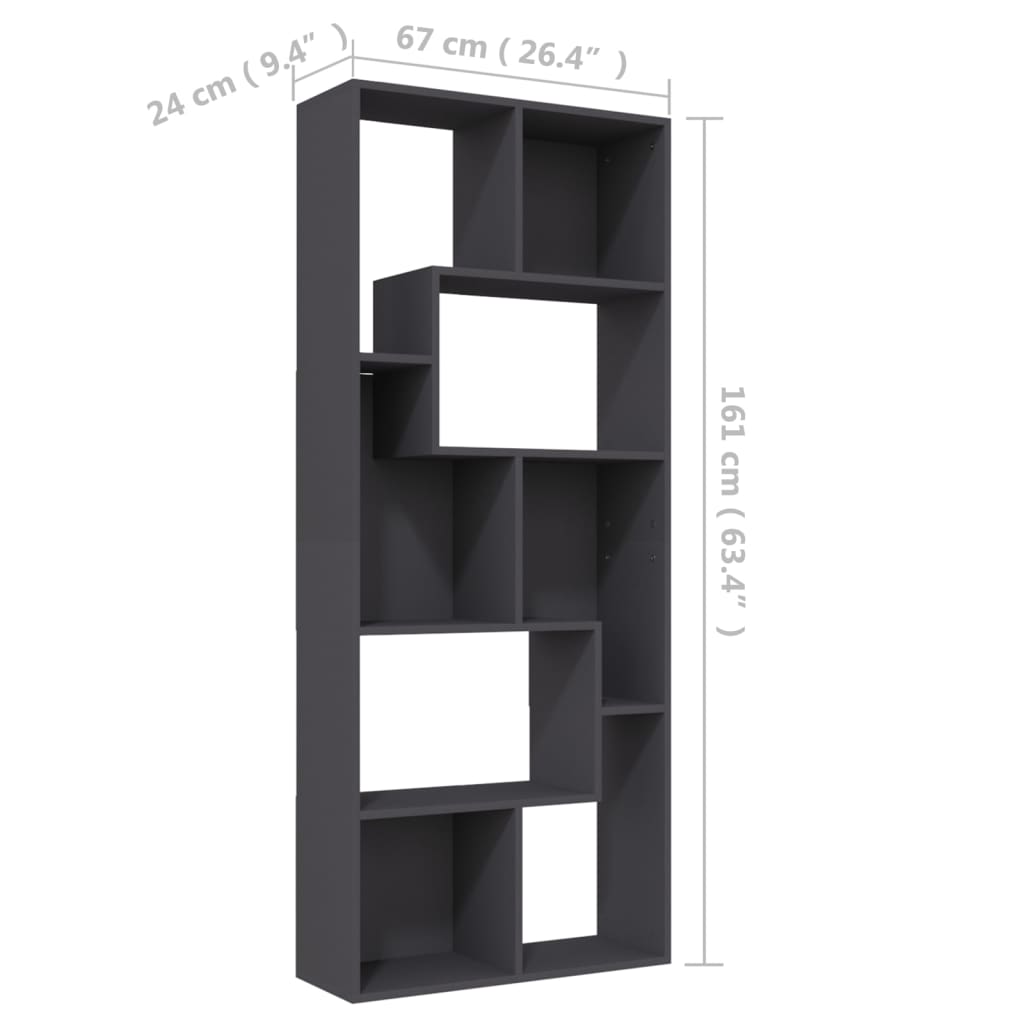 Bücherregal Grau 67x24x161 cm Holzwerkstoff