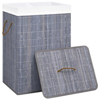 Thumbnail for Bambus-Wäschekorb mit 2 Fächern Grau 72 L