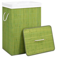 Thumbnail for Bambus-Wäschekorb mit 2 Fächern Grün 72 L