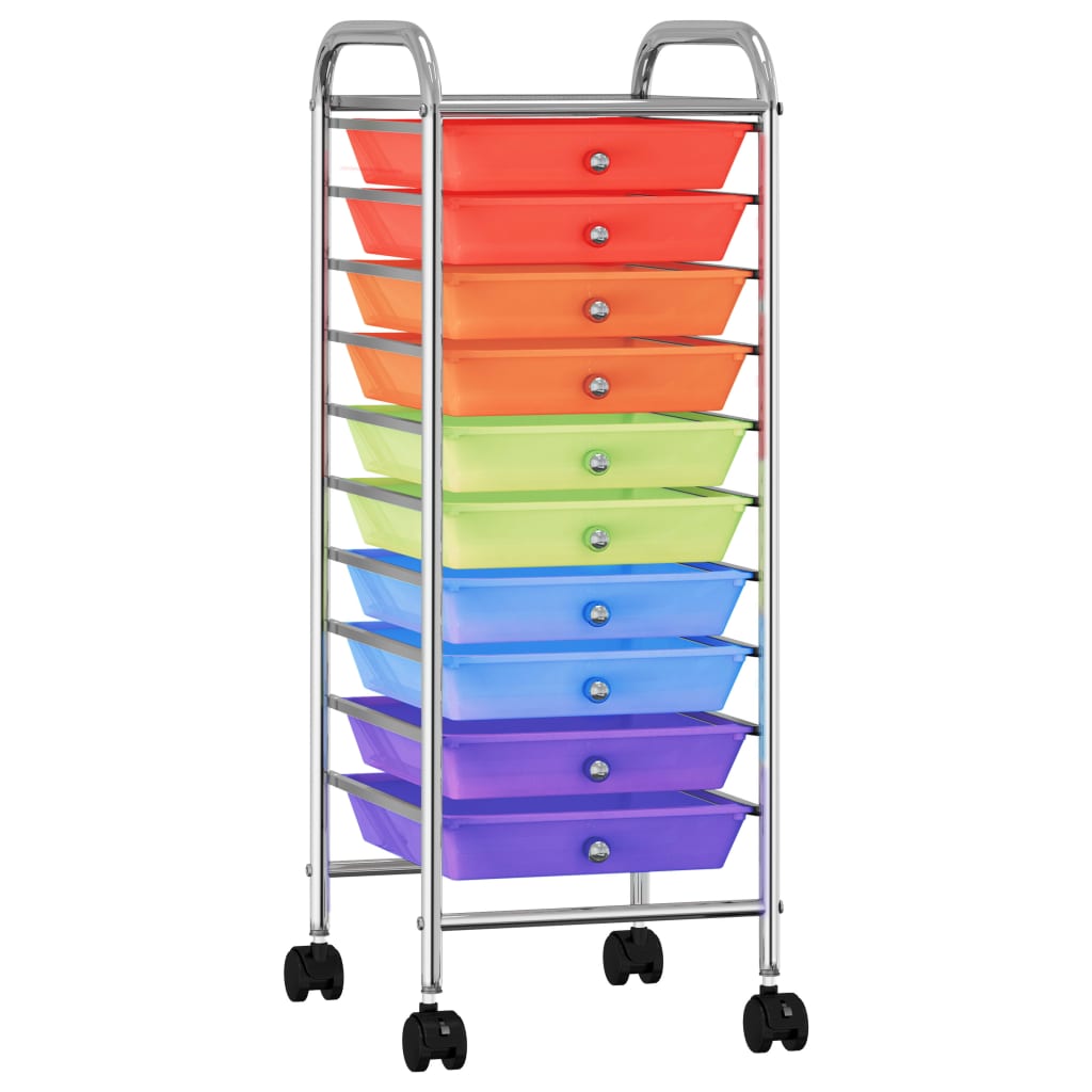 Schubladenwagen mit 10 Schubladen Mehrfarbig Kunststoff