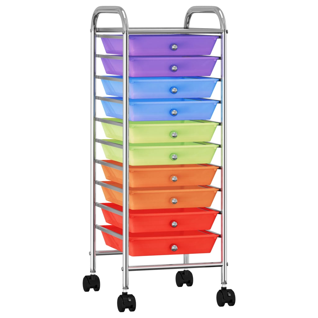 Schubladenwagen mit 10 Schubladen Mehrfarbig Kunststoff
