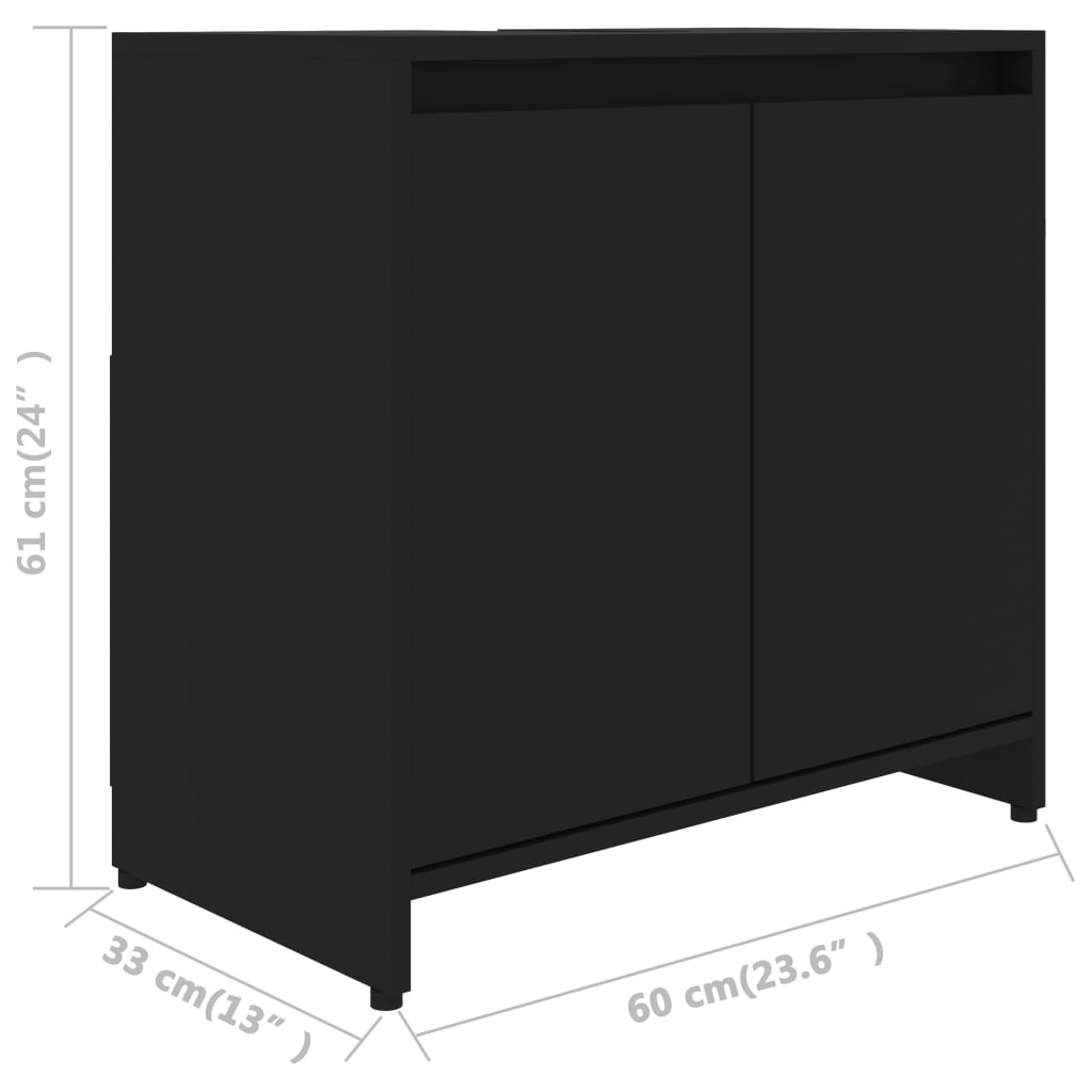 Badezimmerschrank Schwarz 60x33x61 cm Holzwerkstoff