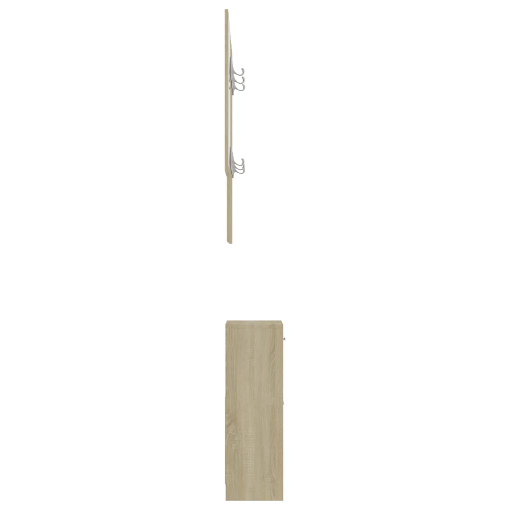 Garderobenset Flur Weiß Sonoma-Eiche 100x25x76,5 cm