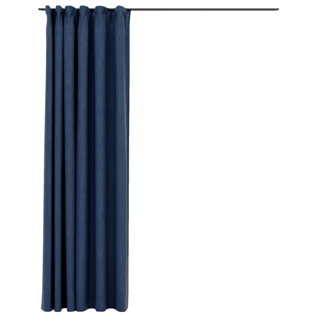 Verdunkelungsvorhänge mit Haken Leinenoptik Blau 290x245cm