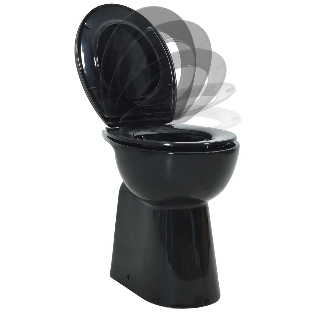 Hohe Spülrandlose Toilette Soft-Close 7cm Höher Keramik Schwarz