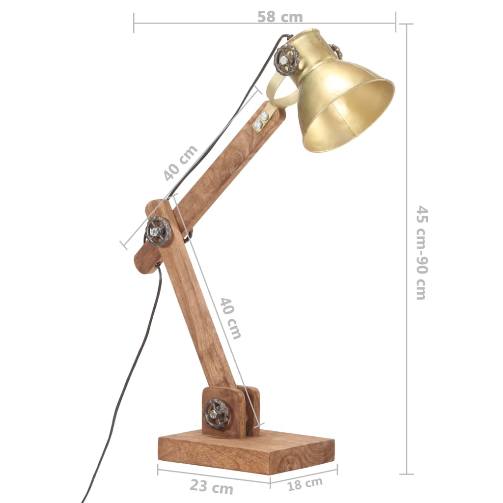 Schreibtischlampe Industriestil Messing Rund 58x18x90 cm E27