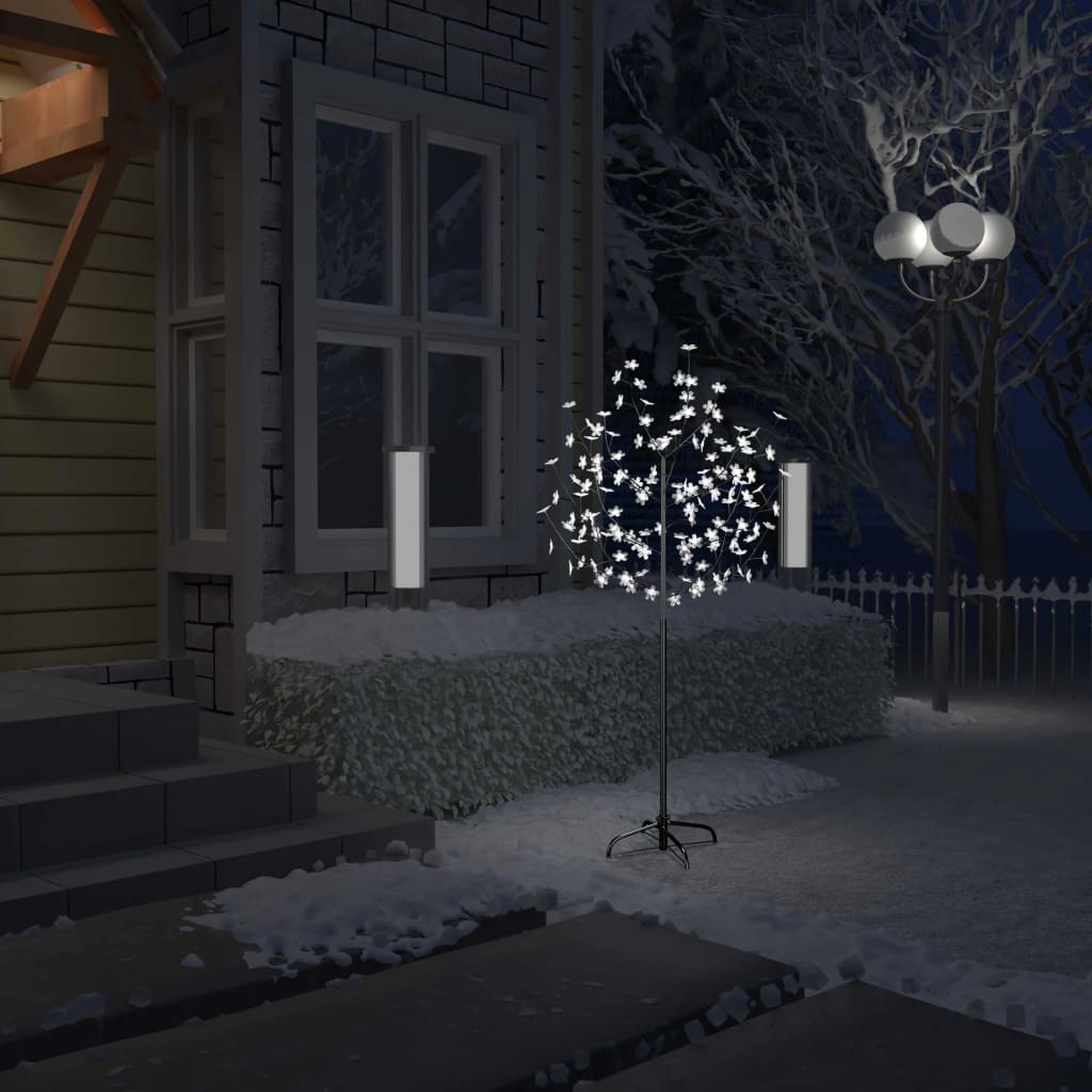 Weihnachtsbaum 120 LEDs Kaltweißes Licht Kirschblüten 150 cm