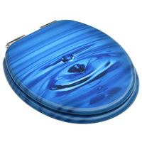 Thumbnail for Toilettensitz Soft-Close-Deckel MDF Blau Wassertropfen-Design