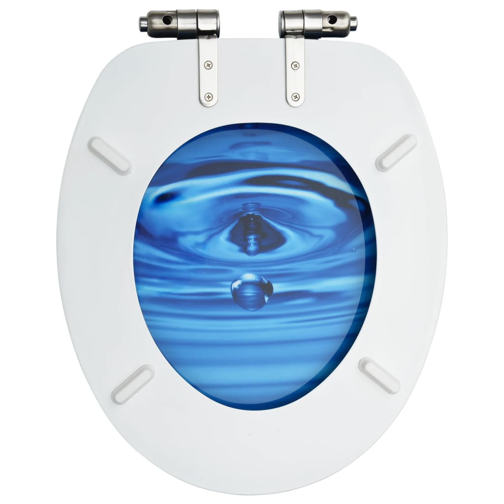 Toilettensitz Soft-Close-Deckel MDF Blau Wassertropfen-Design