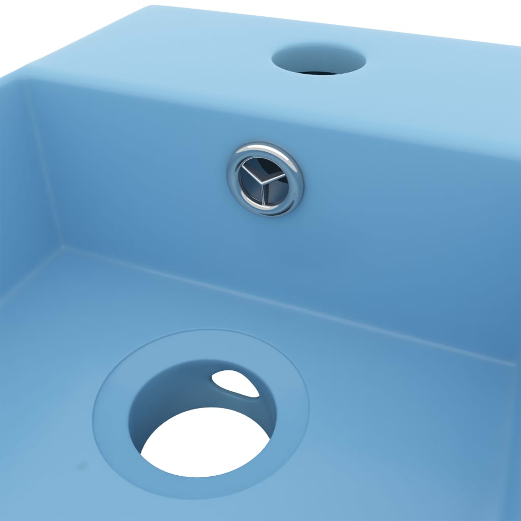 Badezimmer-Waschbecken mit Überlauf Keramik Hellblau