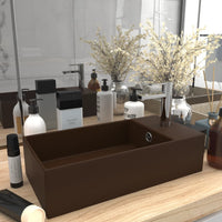 Thumbnail for Badezimmer-Waschbecken mit Überlauf Keramik Dunkelbraun