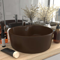 Thumbnail for Luxus-Waschbecken mit Überlauf Matt Dunkelbraun 36x13cm Keramik