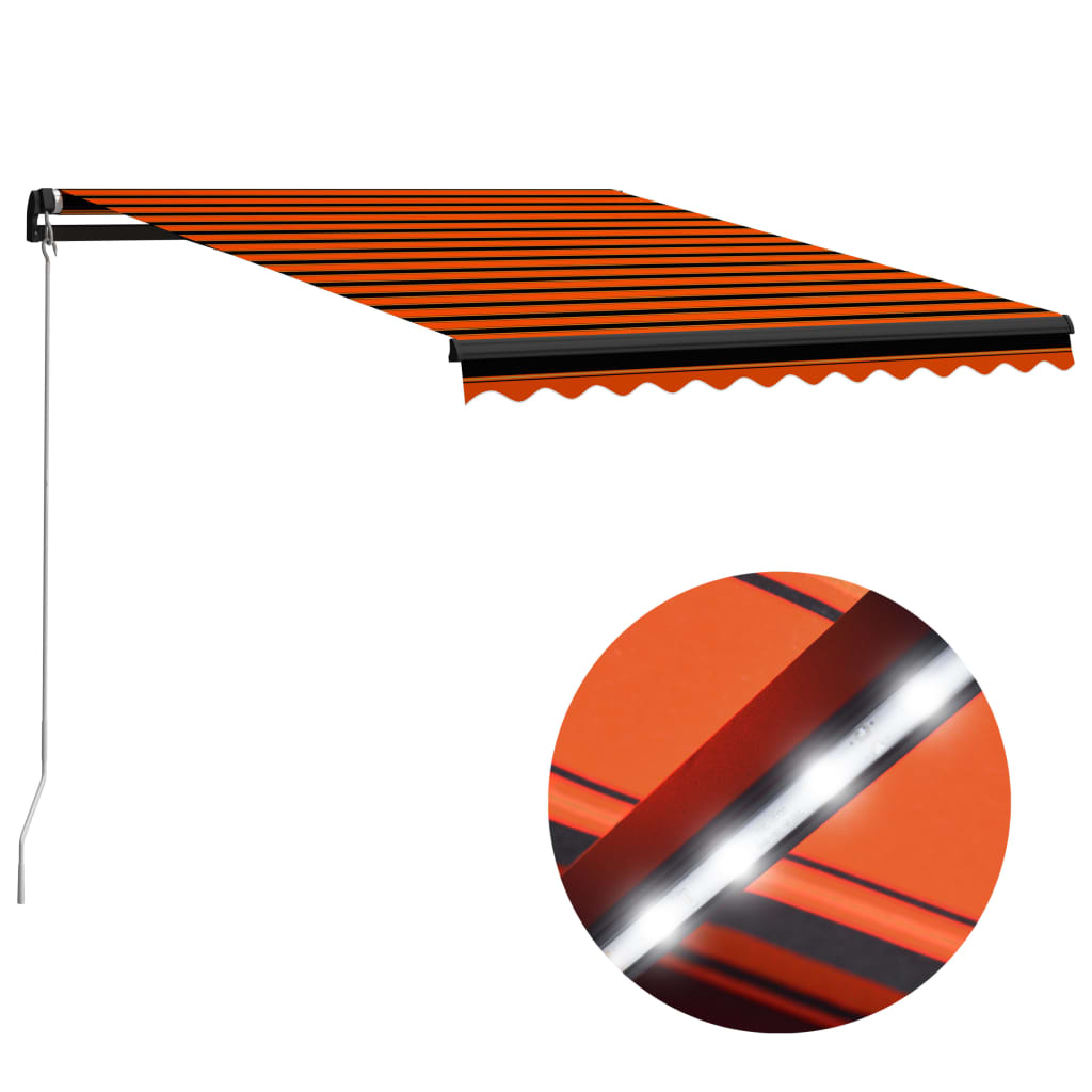 Einziehbare Markise Handbetrieben LED 350x250 cm Orange Braun