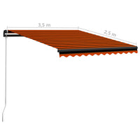 Thumbnail for Einziehbare Markise Handbetrieben LED 350x250 cm Orange Braun